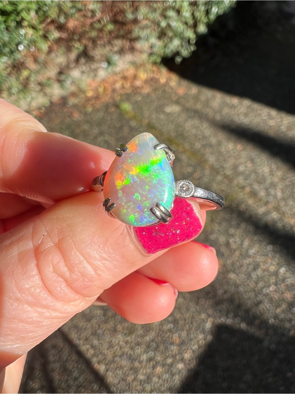 Australian Opal 14k White Gold
